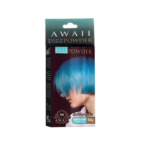 رنگ مو پودری آوایی رنگ آبی فیروزه ای جعبه 50 گرمی 