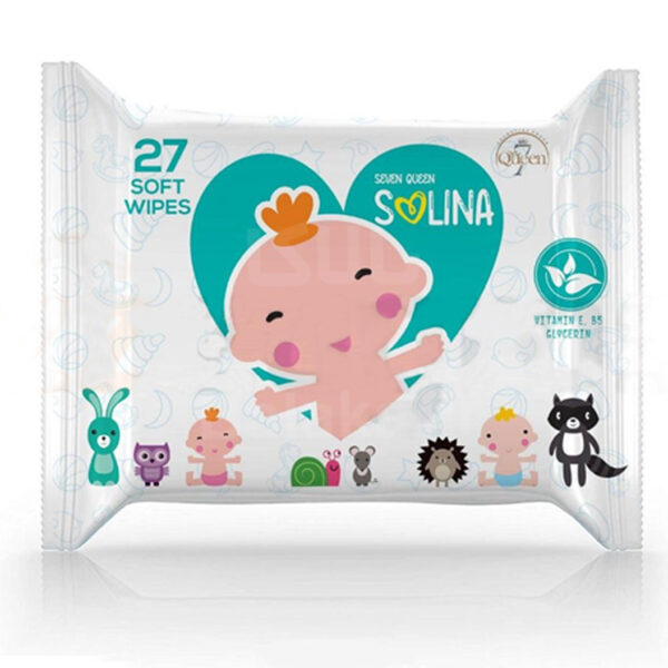 دستمال مرطوب کودک سون کوئین مدل سولینا حاوی ویتامین E و B5 بسته 27 عددی