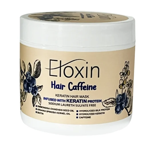 EloxinCaffeineHairMaskJar400ml ماسک مو کاسه ای کافئین الوکسین حجم 400 میل - تصویر 1